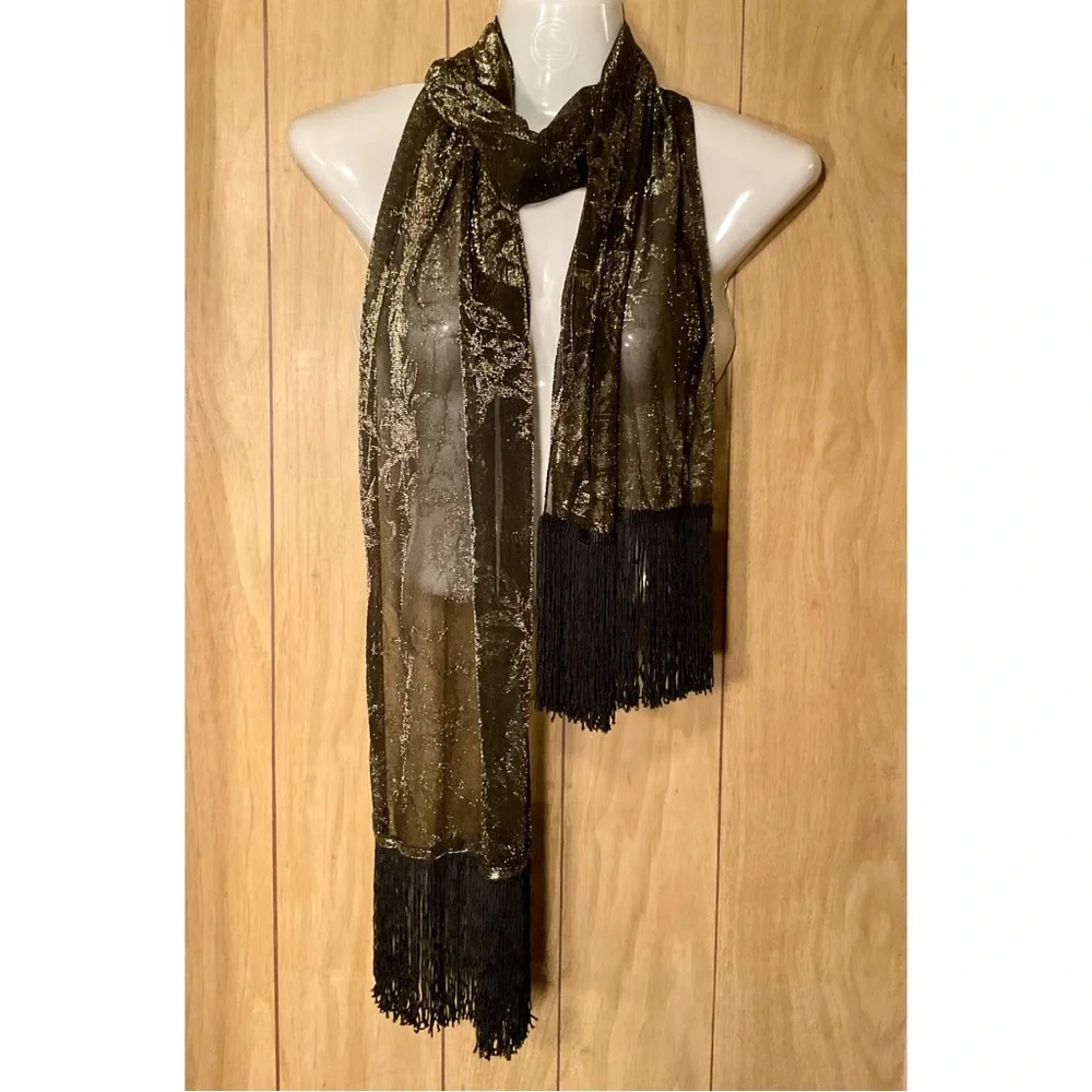 Black Metallic Scarf - Picture 2 of 2